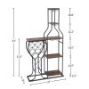 11 Bottle Wine Bakers Rack, 5 Tier Freestanding Wine Rack with Hanging Wine Glass Holder and Storage Shelves, Wine Storage Home Bar for Liquor and Win