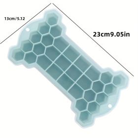 1pc Silicone Ice Tray With Lid; Large Capacity Ice Box; Bone Shaped Silicone Ice Tray; Homemade Ice Cube Mold; Kitchen Tools (Color: Light Green)