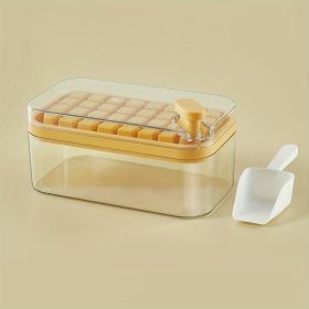 1pc Large Size 32/64 Slots Ice Mold Ice Tray Tray With Lid Ice Delivery Shovel; Creative 2-in-1 Ice Tray Mold And Storage Box One-click For Ice Extrac (Quantity: 32 Cells, Color: Orange)