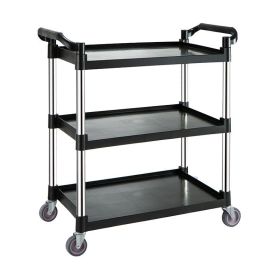 Household Commercial 3-Tier Utility Service Cart with Flat Handle (Color: Black, type: Service Cart)