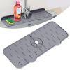 1pc Kitchen Faucet Sink Splash Guard; Silicone Faucet Water Catcher Mat; Sink Draining Pad Behind Faucet; Grey Rubber Drying Mat For Kitchen & Bathroo